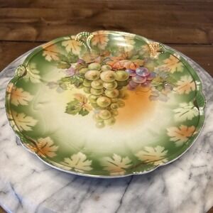 VTG Bavaria KL Hand Painted 8.25" Plate Grapes Gold Scalloped Rim‎